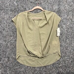 Rope Picnic Blouse Women 38 EUR Size 8 Medium Green Short Sleeve Lightweight